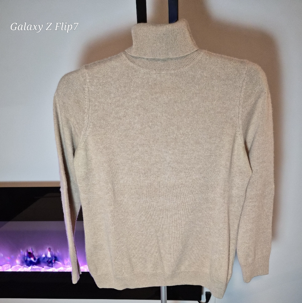 ​Talbots Petites Pure Cashmere Turtleneck Sweater Tan Beige Size Large Petite LP